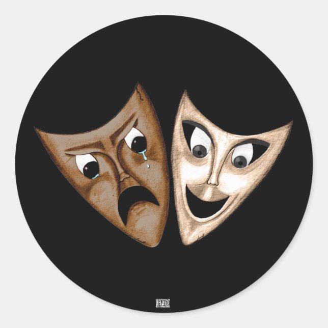 Tragedy & Comedy Classic Round Sticker (Front)