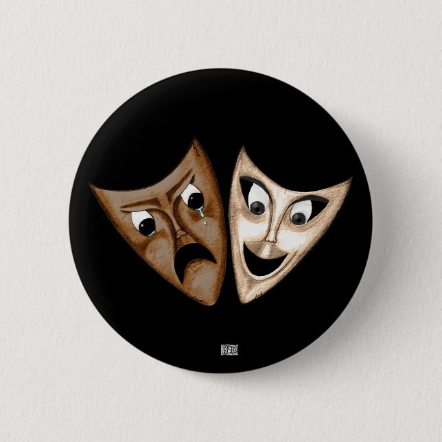 Tragedy & Comedy Pinback Button (Front)