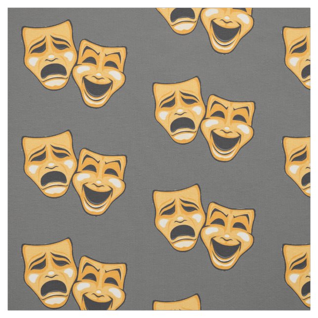 Tragedy Comedy Theater yellow Fabric (Swatch)