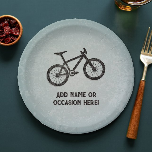 Trail Bike rugged steel look masculine birthday Paper Plates (Creator Uploaded)