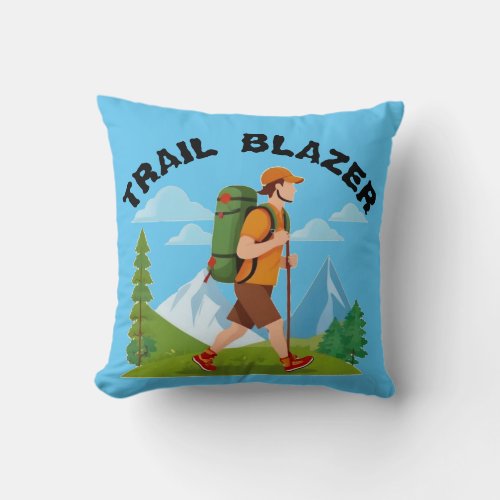 Trail Blazer Camping Backpacking Throw Pillow