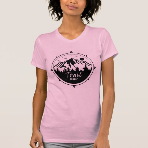 Trail Blazer with mountain background T_Shirt