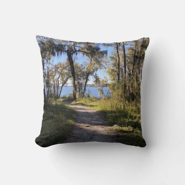Trail By The River Throw Pillow (Front)