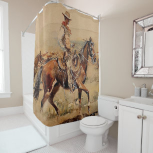 “Trail Drive”  2 Western Art by Edward Borein Shower Curtain