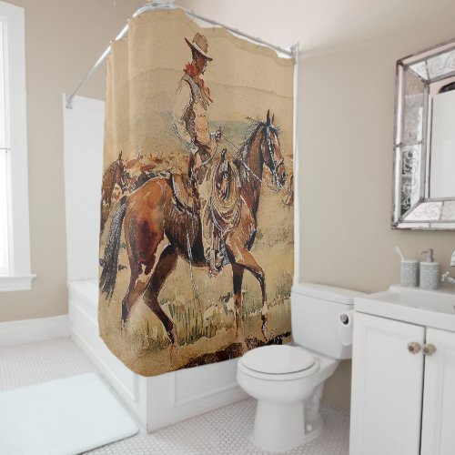 Trail Drive  2 Western Art by Edward Borein Shower Curtain