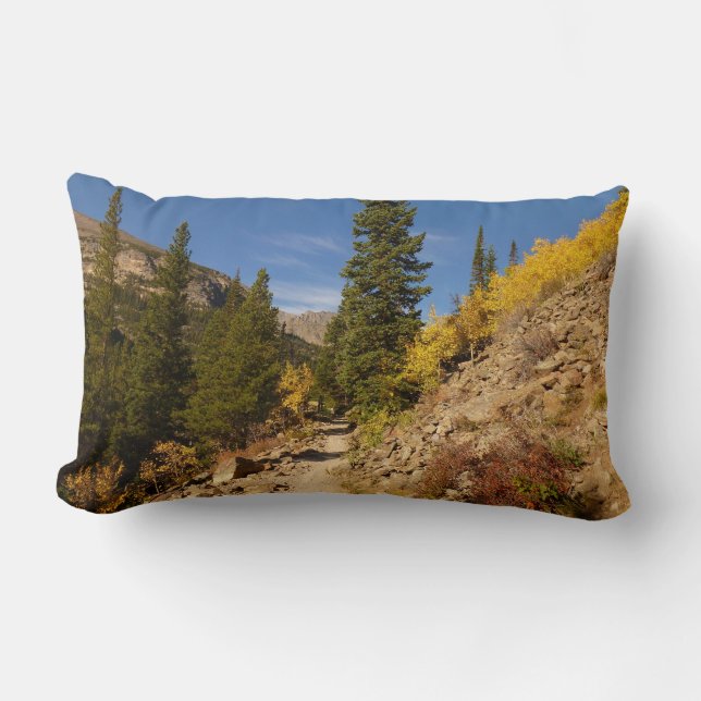 Trail from the Loch at Rocky Mountains Lumbar Pillow (Front)