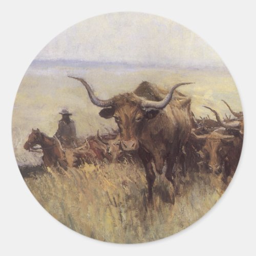 Trail Herd to Wyoming by WHD Koerner Classic Round Sticker