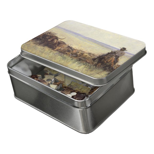 Trail Herd to Wyoming by WHD Koerner Jigsaw Puzzle (Lid Open)