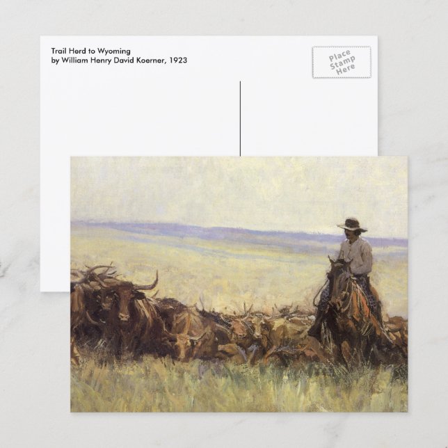 Trail Herd to Wyoming by WHD Koerner Postcard (Front/Back)