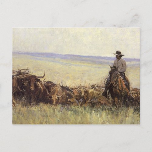 Trail Herd to Wyoming by WHD Koerner Postcard