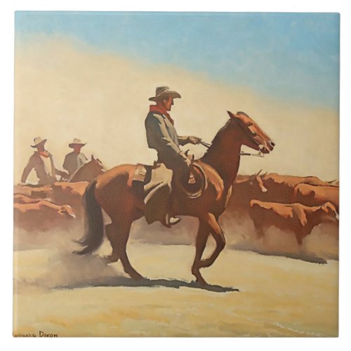 Trail Herd Western Art by Maynard Dixon Ceramic Tile
