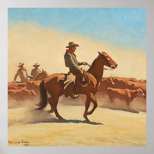 Trail Herd Western Art by Maynard Dixon Poster