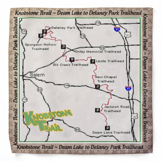 TRAIL MAP KT KNOBSTONE TRAIL DEAM  DELANEY BANDANA (Front)