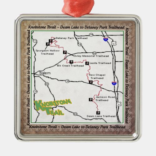 TRAIL MAP KT KNOBSTONE TRAIL DEAM TO DELANEY METAL ORNAMENT