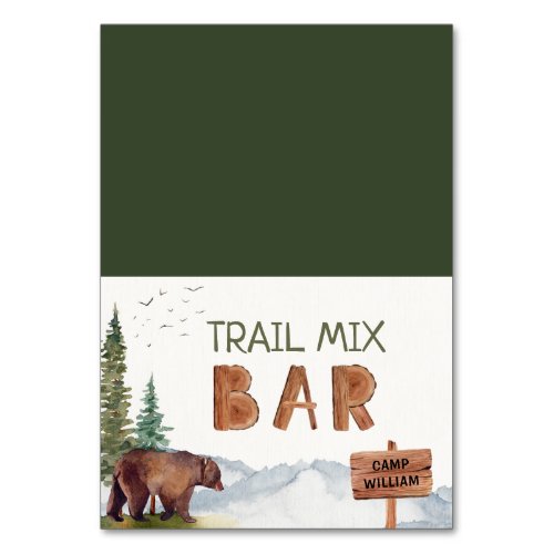 Trail Mix Bar Woodland Bear Camping Birthday Signs Table Number