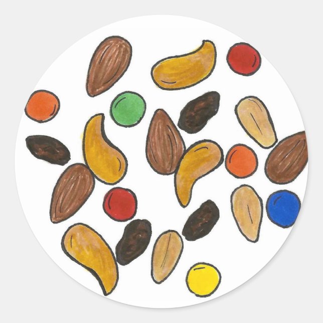 Trail Mix Camping Summer Camp Snack Food Nuts Classic Round Sticker (Front)