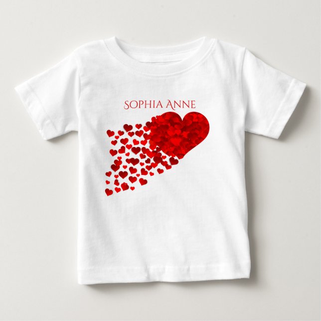 Trail of Confetti Hearts Personalized Baby T-Shirt (Front)