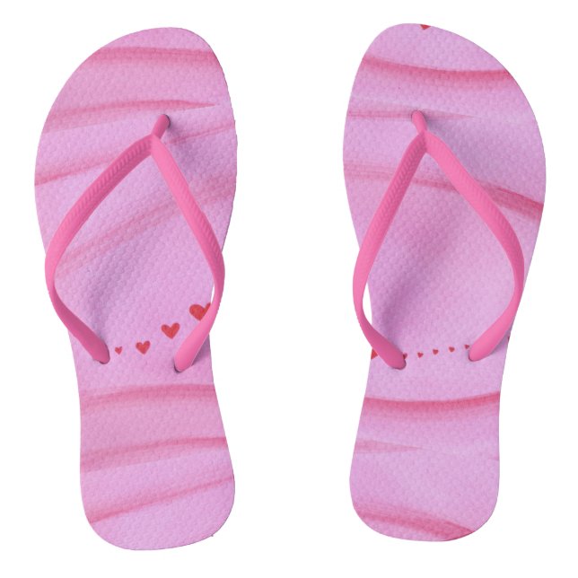 Trail of Hearts on Blended Pink FlipFlops (Footbed)