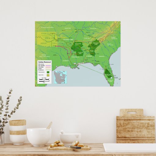 Trail of Tears Native American Relocation Map Poster | Zazzle