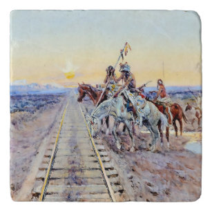 “Trail of the Iron Horse” by Charles M Russell Trivet