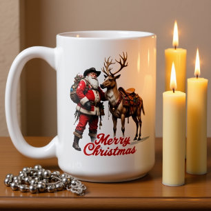 Trail Rider Santa and Reindeer Coffee Mug