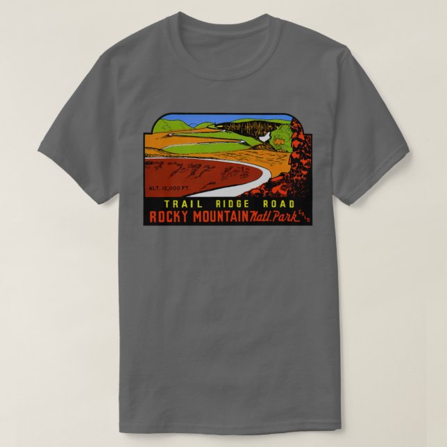 Trail Ridge Road RMNP Vintage Travel T-Shirt (Design Front)