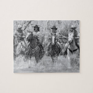 Trail riding party crossing river jigsaw puzzle