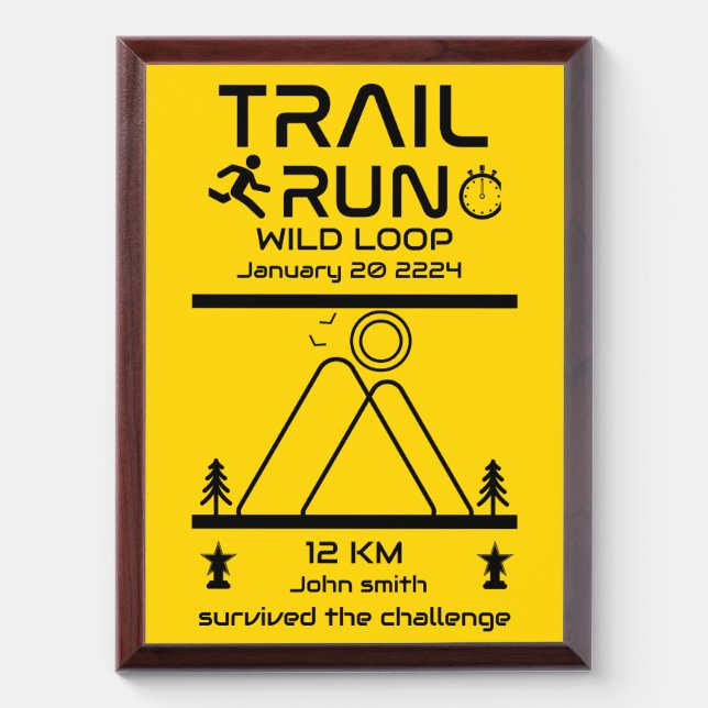 Trail Run Competition Award Plaque (Vertical)