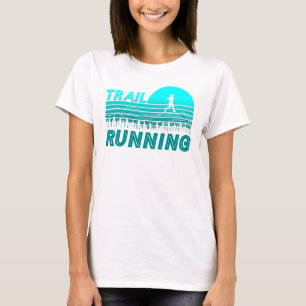 Trail running in blue sunset with forest T-Shirt