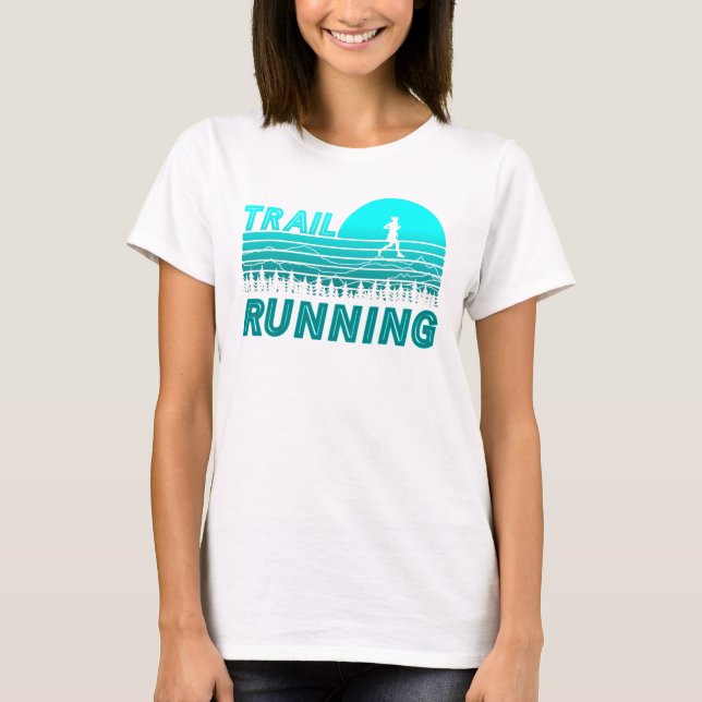 Trail running in blue sunset with forest T-Shirt (Front)