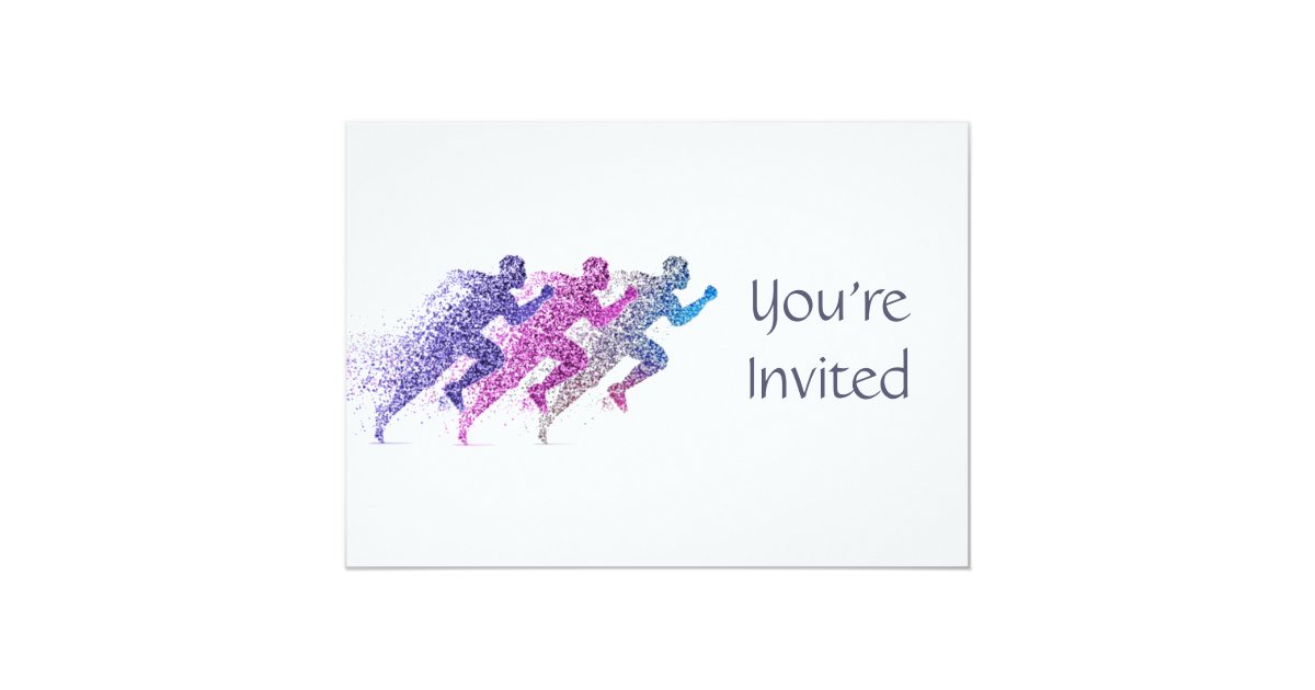 Trail Running Racing Runner Themed Birthday Invitation