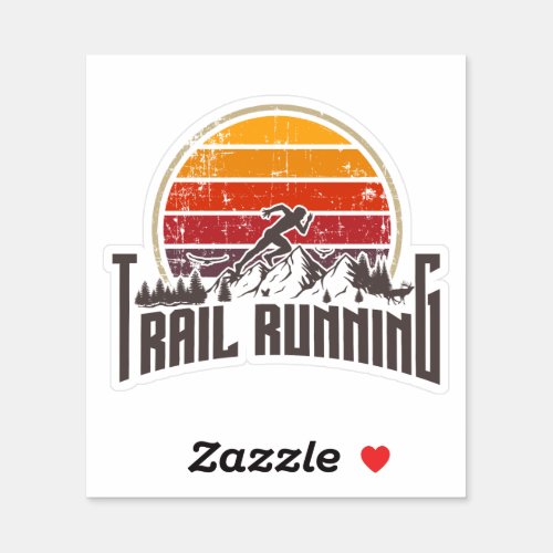 Trail running vintage sunset sticker