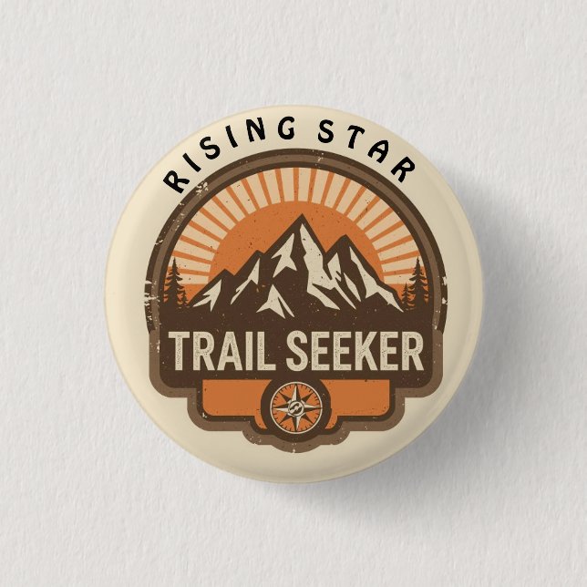 Trail seeker Explorer Badge | Kids Outdoor Award Button (Front)