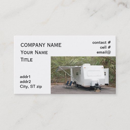 Customizable trailer camping business card