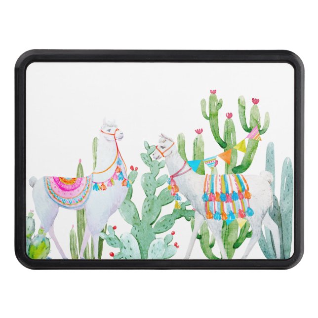 Trailer Hitch Boho Llama Bohemian Cacti Desert Flo Hitch Cover (Front)