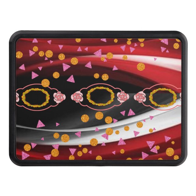 Trailer Hitch Cover 2" Abstract Red White Black  (Front)