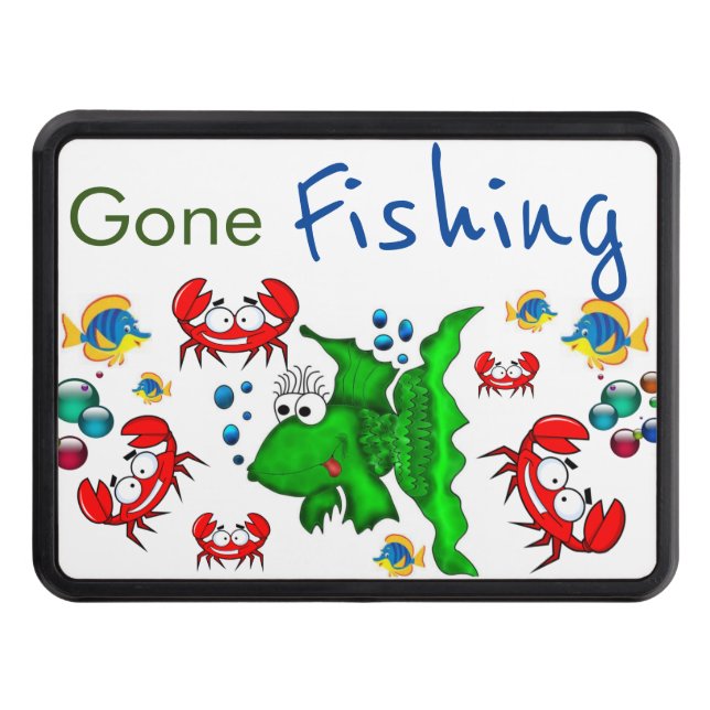 Trailer Hitch Cover 2" Fish Crab Gone Fishing (Front)