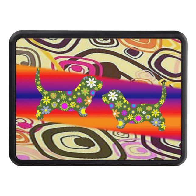 Trailer Hitch Cover 2" Floral Dogs (Front)
