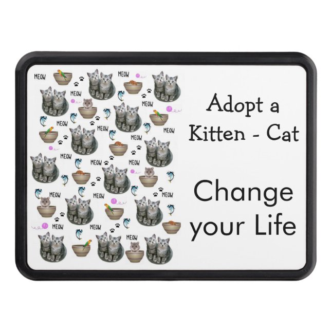 Trailer Hitch Cover 2" Kitten Cat Adopt (Front)