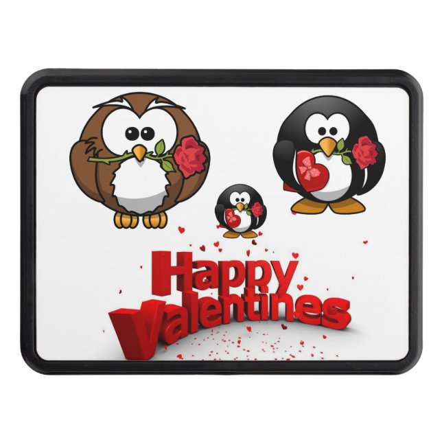 Trailer Hitch Cover 2" Valentine's Day Penguin (Front)