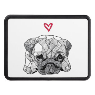 Trailer Hitch Cover Geometric pug baby puppy dog