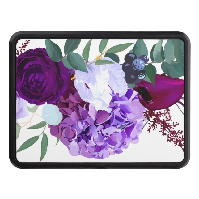 Trailer Hitch Lavender Hibiscus on White Hitch Cover (Front)