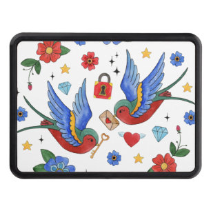 Trailer Hitch Traditional Bird Tattoo Sparrow bird Hitch Cover