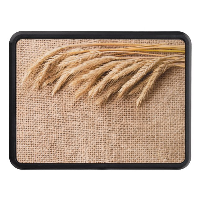 Trailer Hitch Wheat on Burlap Sack Country Rustic Hitch Cover (Front)