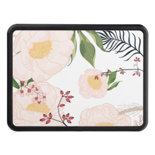 Trailer Hitch White Floral Flowers on White Hitch Cover
