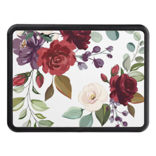 Trailer Hitch White Roses Gold Geometric Flo Cover