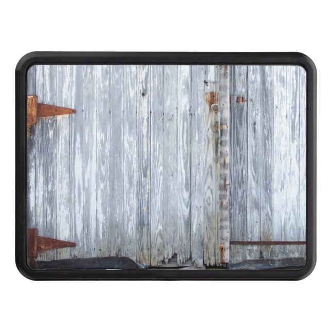 Trailer Hitch White Wash Wood Barn Door Country Ru Hitch Cover (Front)
