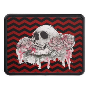 Trailer Hitchskull Rose Gothic Chevron red black Hitch Cover