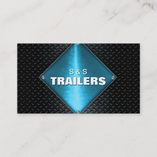 Trailer Manufacturing Metal Business Card _ Blue
