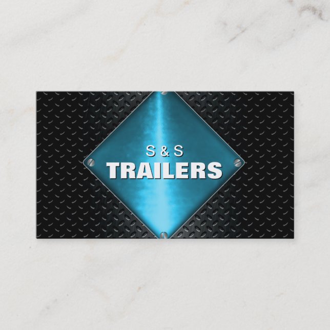 Trailer Manufacturing Metal Business Card - Blue (Front)